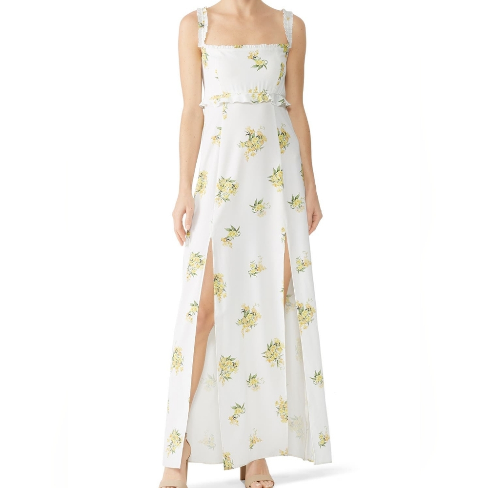 Show Me Your MuMu Bristol Floral Maxi Dress White Yellow